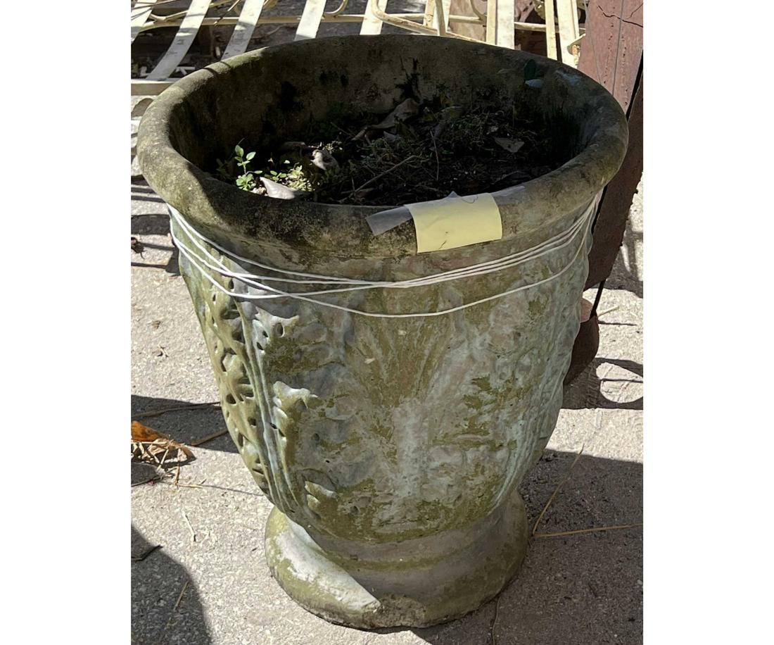 PAIR OF VINTAGE CAST CEMENT FLOWER POTS (1 of 1)