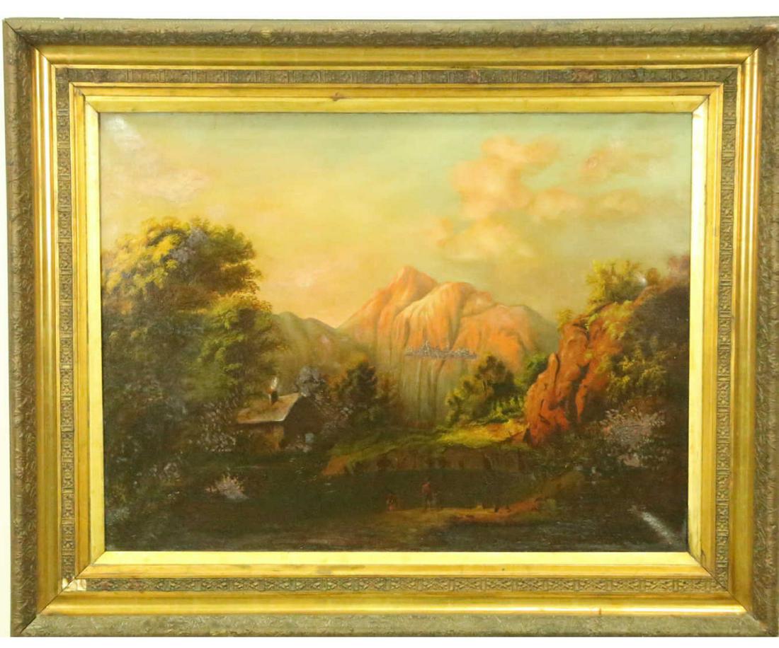 J. BOUCQUIN "MOUNTAIN LANDSCAPE" OIL PAINTING (1 of 2)
