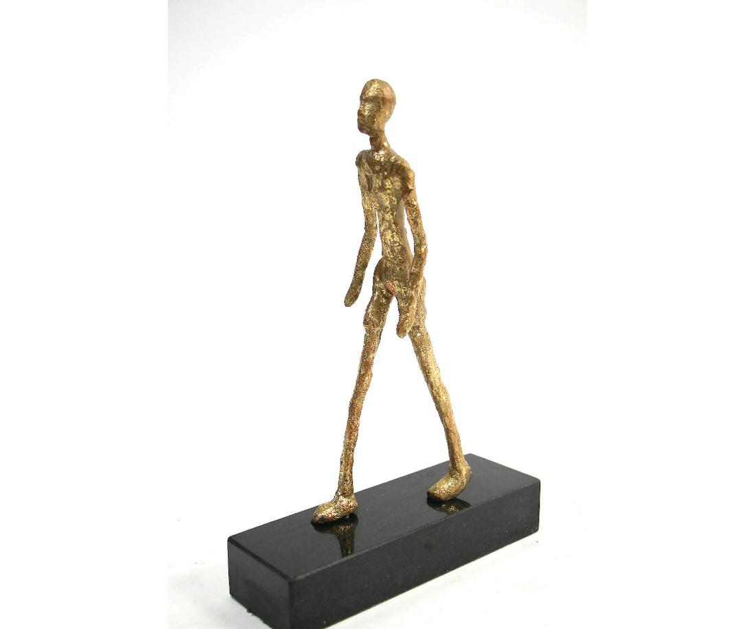 WALKING MAN STATUE ON MARBLE BASE (1 of 3)