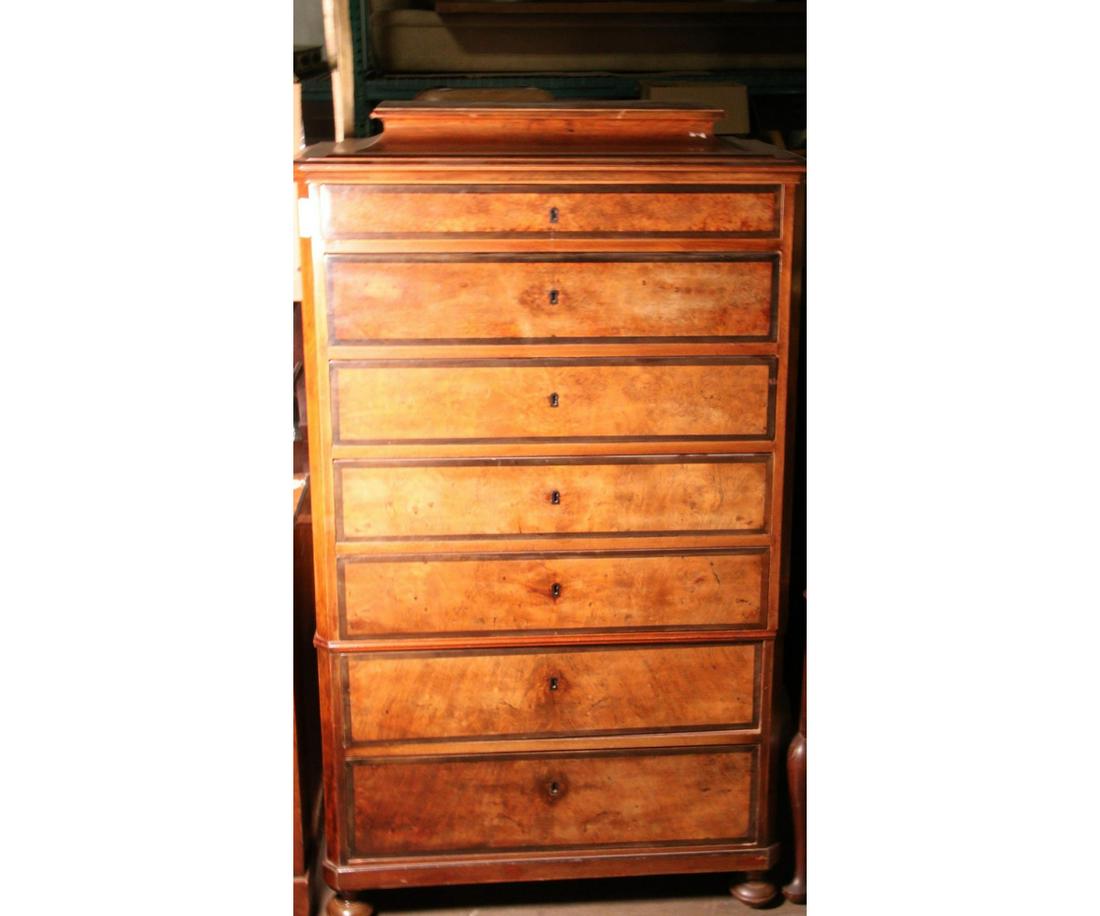 ANTIQUE MAHOGANY TALL SEVEN DRAWER DRESSER (1 of 3)