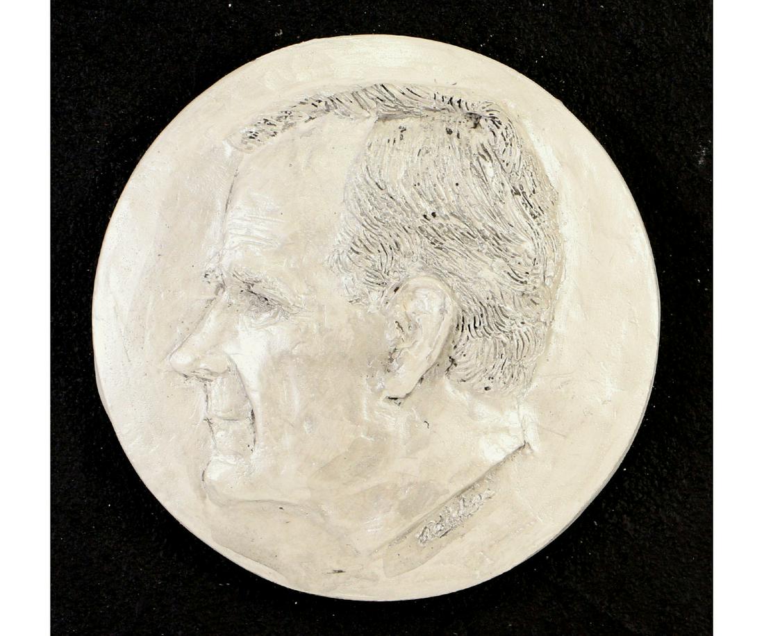 DAVID ADICKES "GEORGE BUSH SR." WALL SCULPTURE: DAVID ADICKES "GEORGE BUSH SR." PROFILE WALL SCULPTURE.