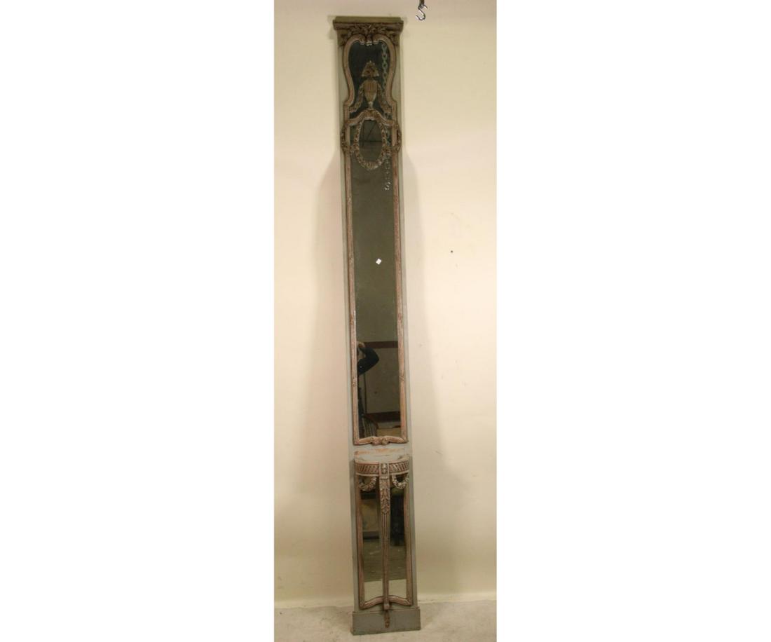 19TH CENTURY FRENCH PIER CARVED AND PAINTED MIRROR (1 of 4)