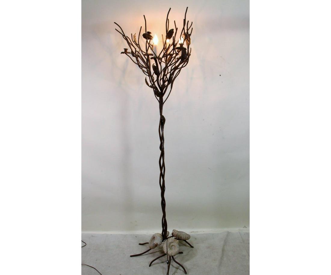 IRON FLOOR LAMP WITH AMMONITE FOSSILS (1 of 4)