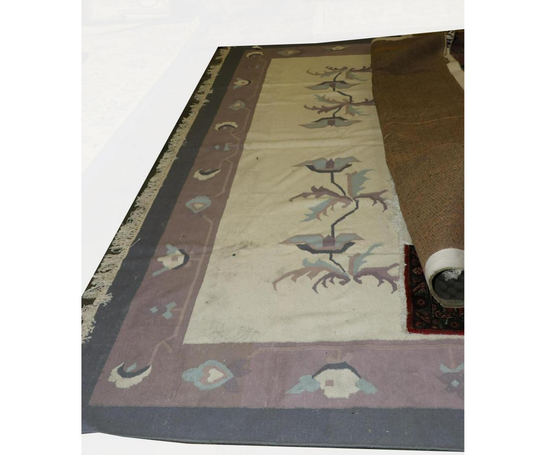 PURPLE AND CREAM DHURRIE AREA RUG: PURPLE AND CREAM DHURRIE AREA RUG