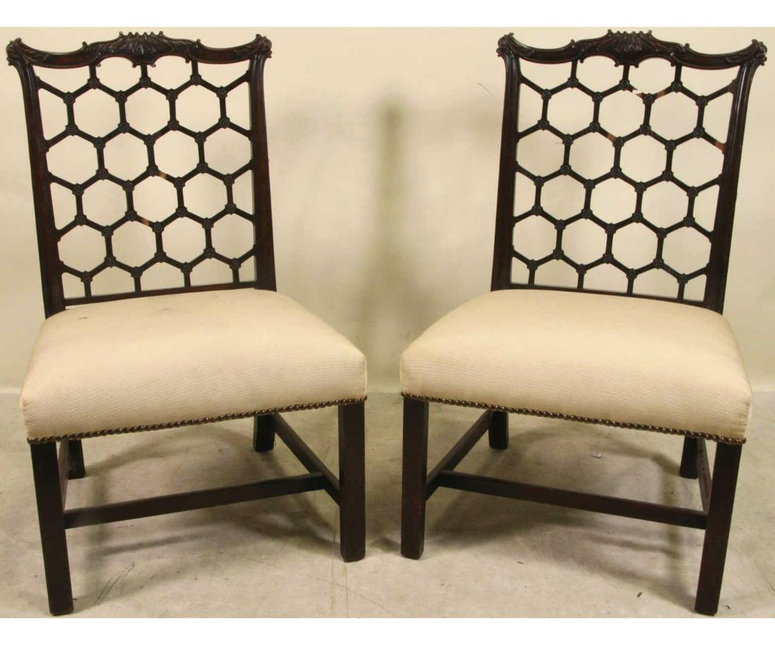 PAIR OF CHIPPENDALE STYLE SIDE CHAIRS (1 of 3)