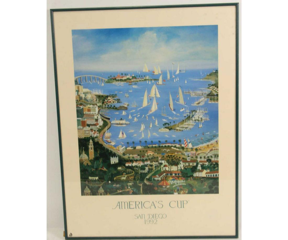 FRAMED AMERICA'S CUP SAN DIEGO 1992 POSTER (1 of 2)