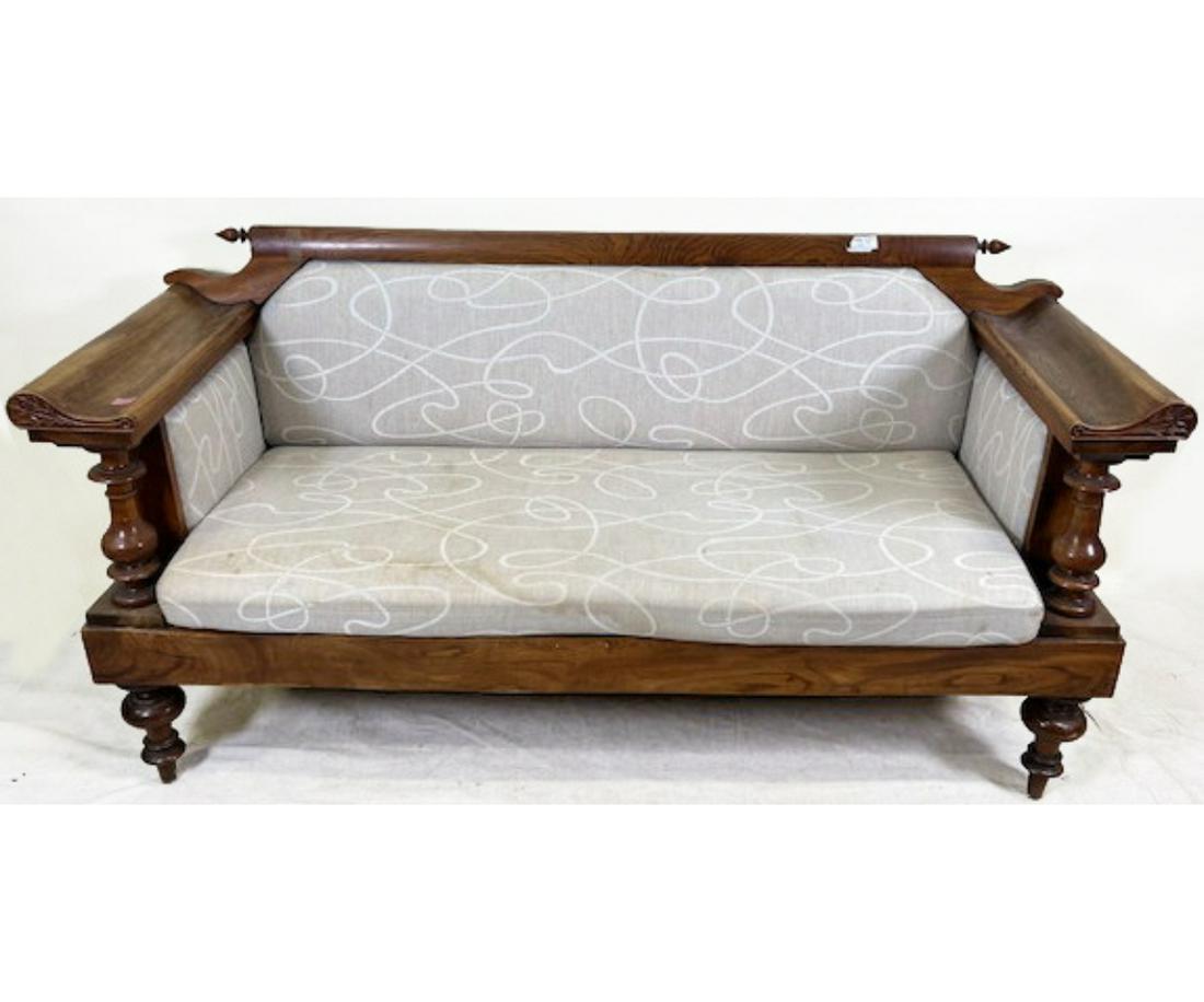 ANTIQUE BIEDERMEIER MAHOGANY UPHOLSTERED SOFA (1 of 5)