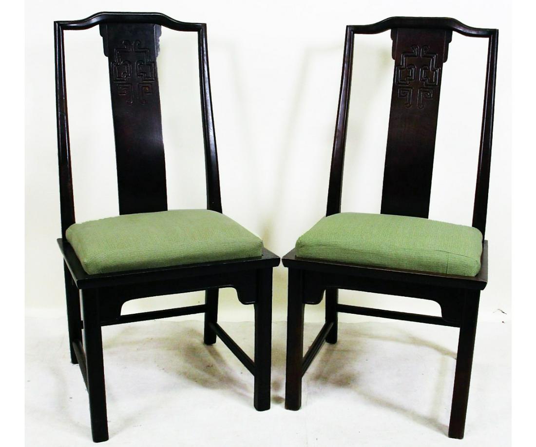 SET OF SIX ASIAN STYLE EBONIZED SIDE CHAIRS (1 of 5)