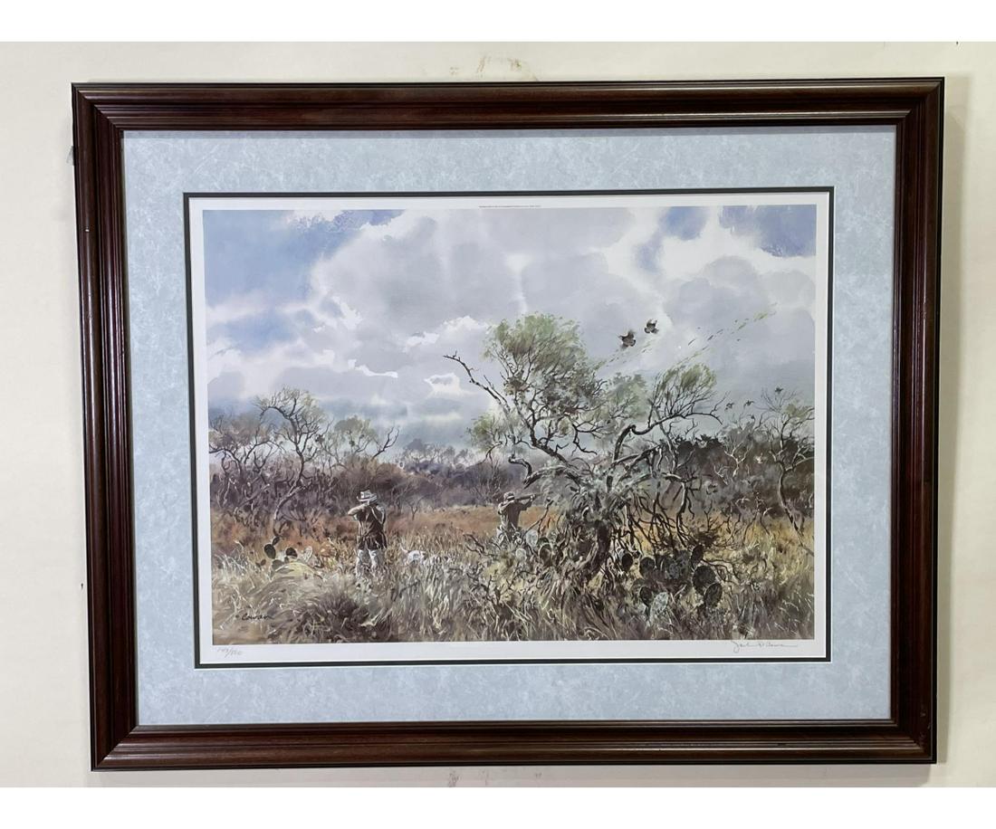 JOHN COWAN "TRIMMING THE BUSH" PENCIL SIGNED PRINT: FRAMED JOHN COWAN "TRIMMING THE BUSH" PENCIL SIGNED PRINT #149/800 Height: 30 in. by Width: 38 in.