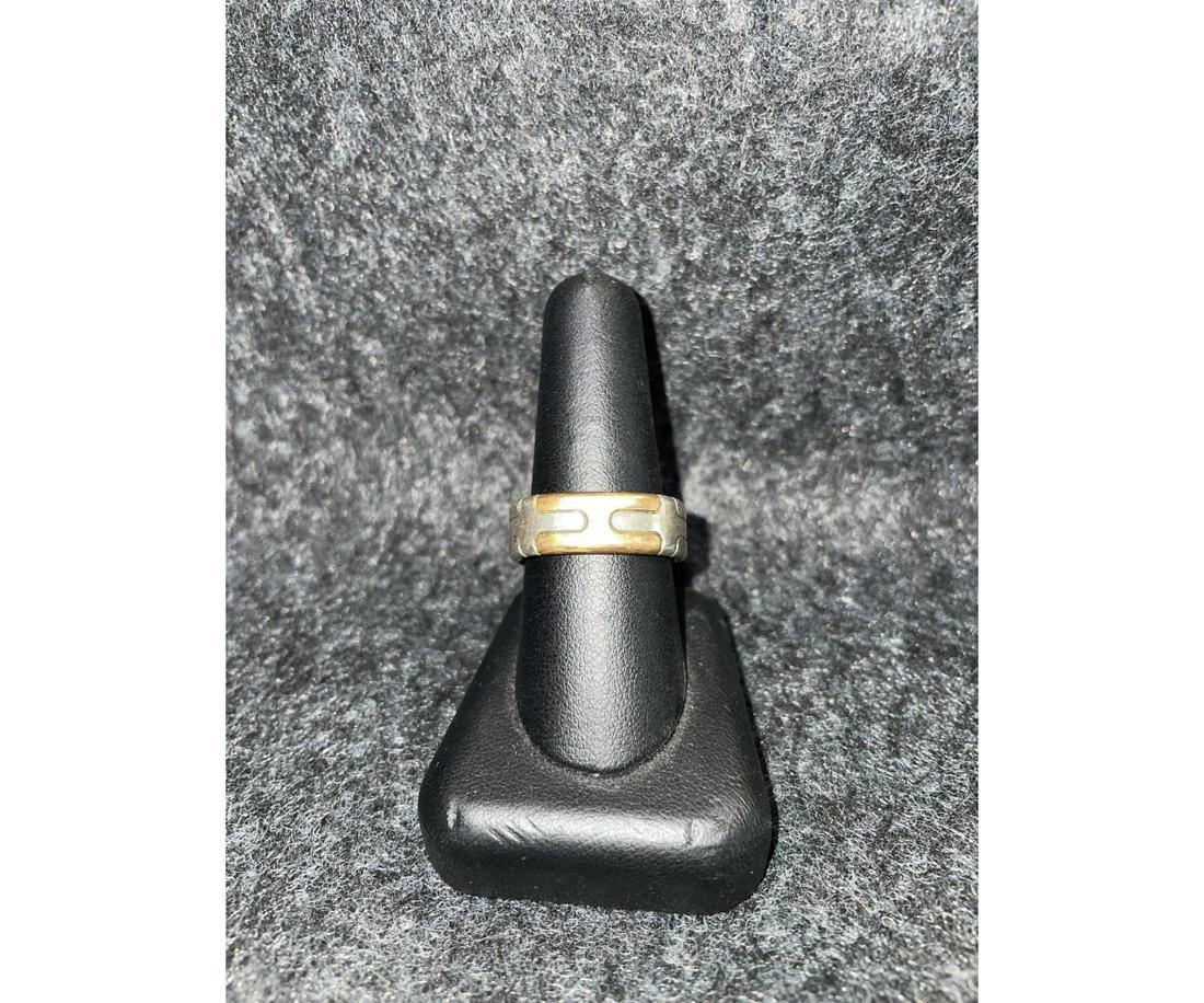 MENS HERMES HERCULES STERLING SILVER SQUARED RING: MENS HERMES HERCULES STERLING SILVER SQUARED RING - SIZE 10 (14.43g)