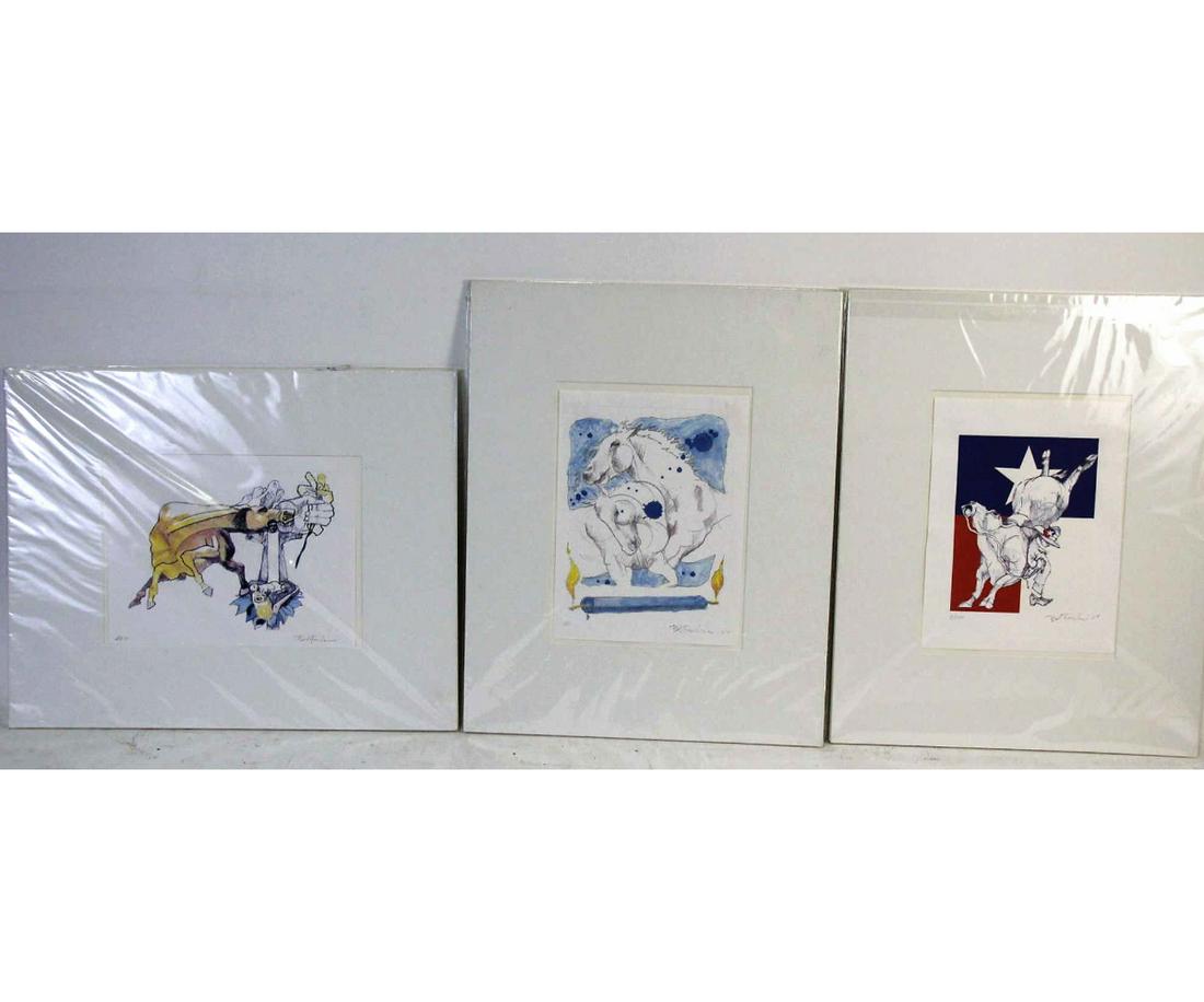 THREE BOB FOWLER "QUIET COASTAL" ARTIST PROOFS: LOT OF THREE BOB FOWLER "QUIET COASTAL" ARTIST PROOFS, EDITION 3/100. RETIREMENT IN THE HILL COUNTRY. Height: 20 in. by Width: 16.5 in.