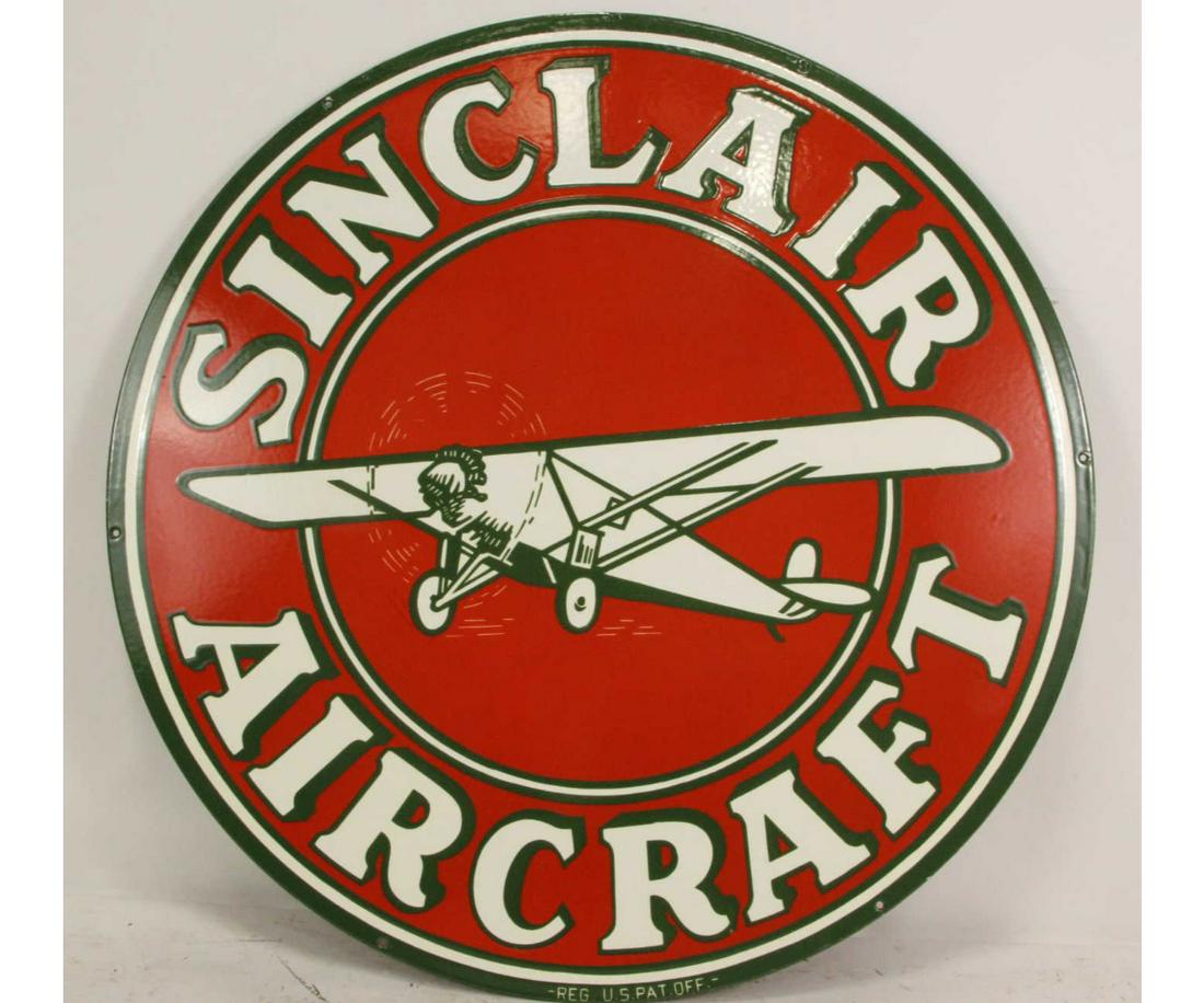 DOUBLE SIDED SINCLAIR AIRCRAFT SIGN: DOUBLE SIDED SINCLAIR AIRCRAFT SIGN Height: 32 in. by Width: 32 in.