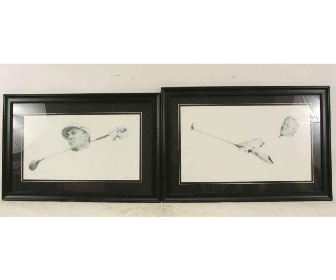 PAIR OF MATT ELY GOLFER LITHOGRAPHS SIGNED: PAIR OF MATT ELY GOLFER LITHOGRAPHS SIGNED AND NUMBERED - JACK NICHLAUS & BEN HOGAN Height: 21 in. by Width: 31 in.