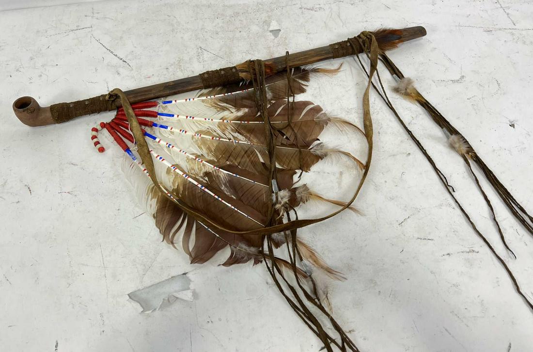 NATIVE AMERICAN PEACE PIPE: NATIVE AMERICAN PEACE PIPE Height: 1 in. by Width: 26 in. by Depth: 1 IN.