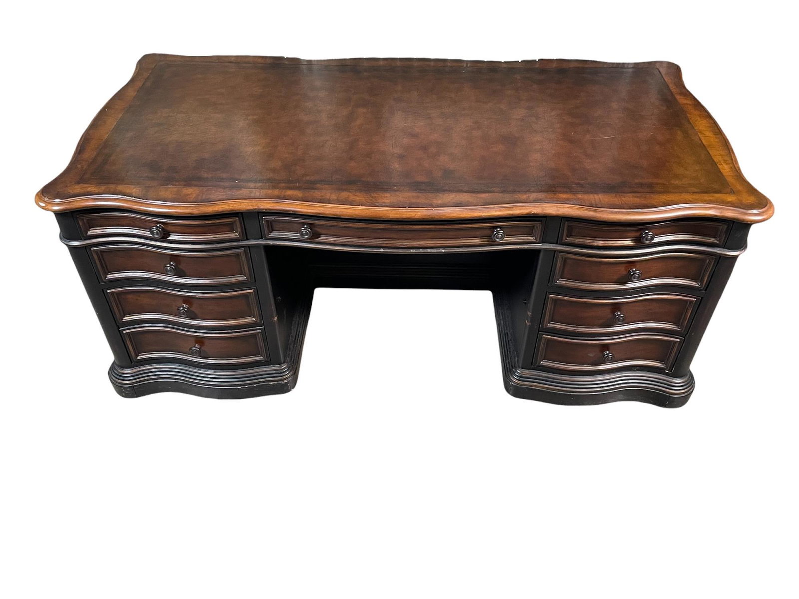 LEATHER TOP PARTNERS DESK: LEATHER TOP PARTNERS DESK Height: 30 in. by Width: 75 in. by Depth: 38 in.