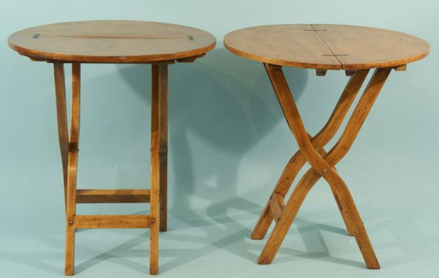 PAIR OF ROUND PINE FOLDING TABLE: PAIR OF ROUND PINE FOLDING TABLE. Height: 30 in. by Width: 26 in. by Depth: 26 in.