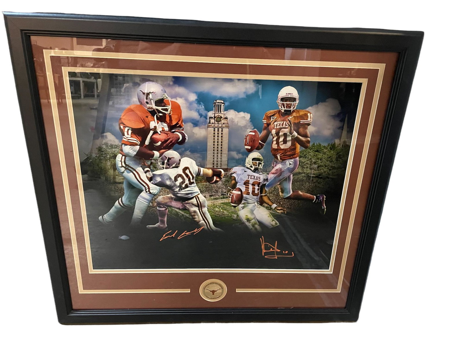 FRAMED EARL CAMPBELL & VINCE YOUNG SIGNED PHOTO: FRAMED EARL CAMPBELL & VINCE YOUNG PHOTO - AUTOGRAPHED BY BOTH CAMPBELL & YOUNG Height: 27 in. by Width: 24 in.