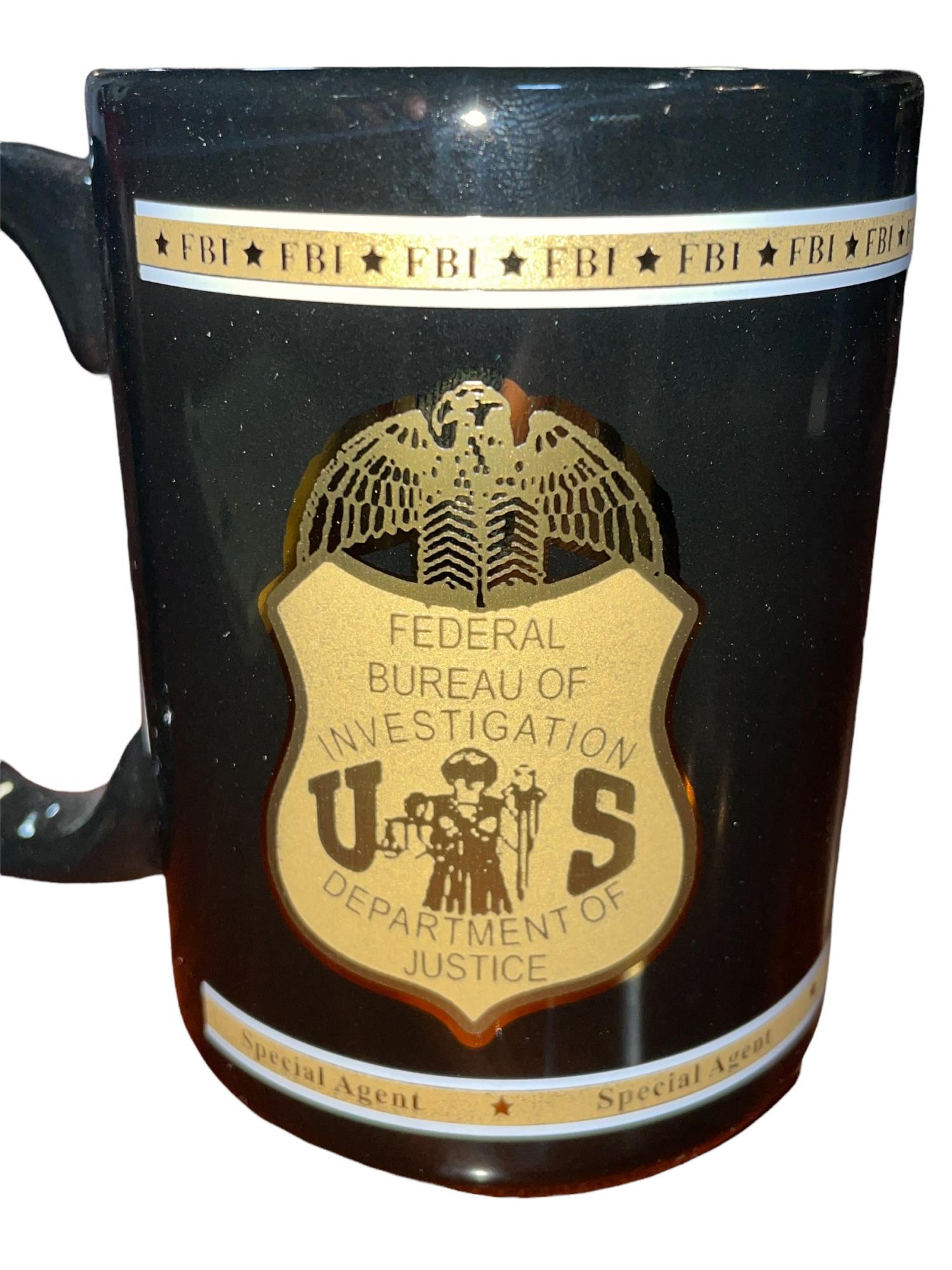 BLACK CERAMIC FBI SPECIAL AGENT MUG: BLACK CERAMIC FBI SPECIAL AGENT MUG