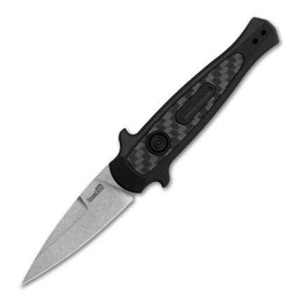 Kershaw Launch 12 Auto 2.5in Knife: NEW Kershaw Launch 12 SW/PL 2.5in Mini-Stiletto Black Handle w/Carbon Fiber inlay - **CANNOT SHIP TO: CA, DE, IL, MA, MD, MN, MT, NJ, NM, NY, PA, VA OR WA.**
