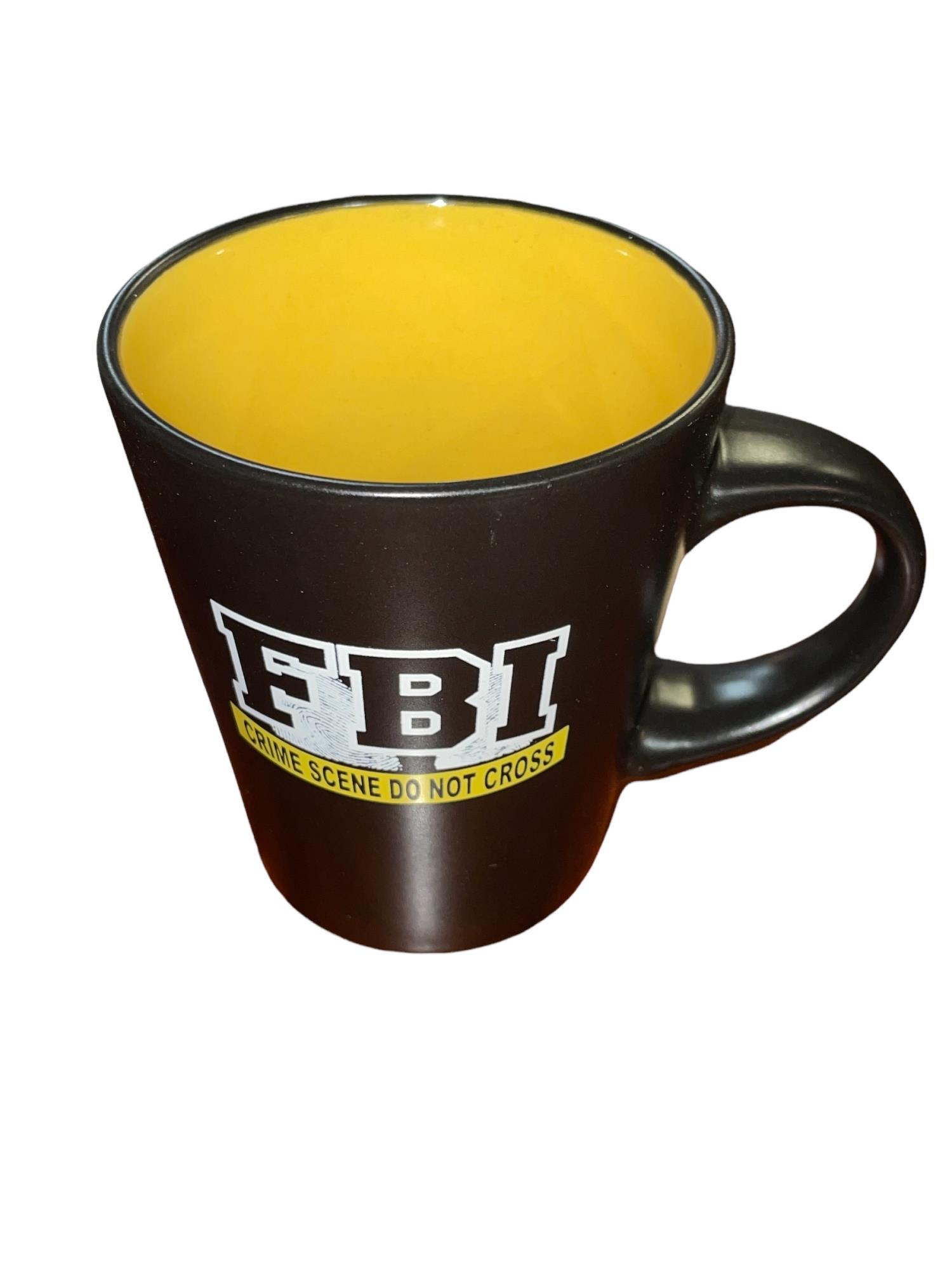 BLACK CERAMIC FBI SEAL MUG: BLACK CERAMIC FBI SEAL MUG