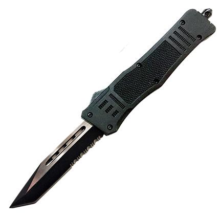 CobraTec CTK-1 Auto 3in Tanto Knife: NEW CobraTec CTK-1 Auto Medium 3in Tanto SL/Part Serrated Black Handle OTF, D2 Steel, Hard Plastic case, Nylon Pouch - **CANNOT SHIP TO: CA, DE, IL, MA, MD, MN, MT, NJ, NM, NY, PA, VA OR WA.**