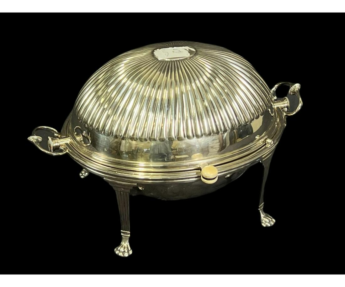 Footed Silverplated Serving Dish With Lid