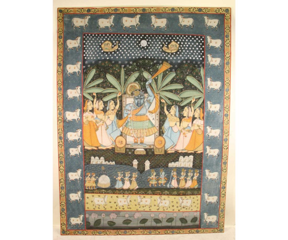 ANTIQUE HAND PAINTED SILK TAPESTRY (1 of 6)
