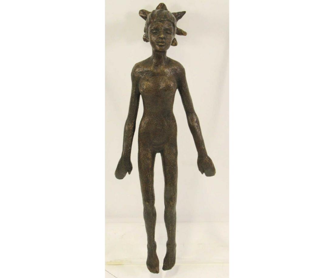 VICTOR SALMONES BRONZE FEMALE FIGURE ON LUCITE (1 of 3)