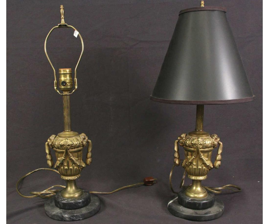 PAIR OF ANTIQUE BRONZE URN LAMPS (1 of 3)