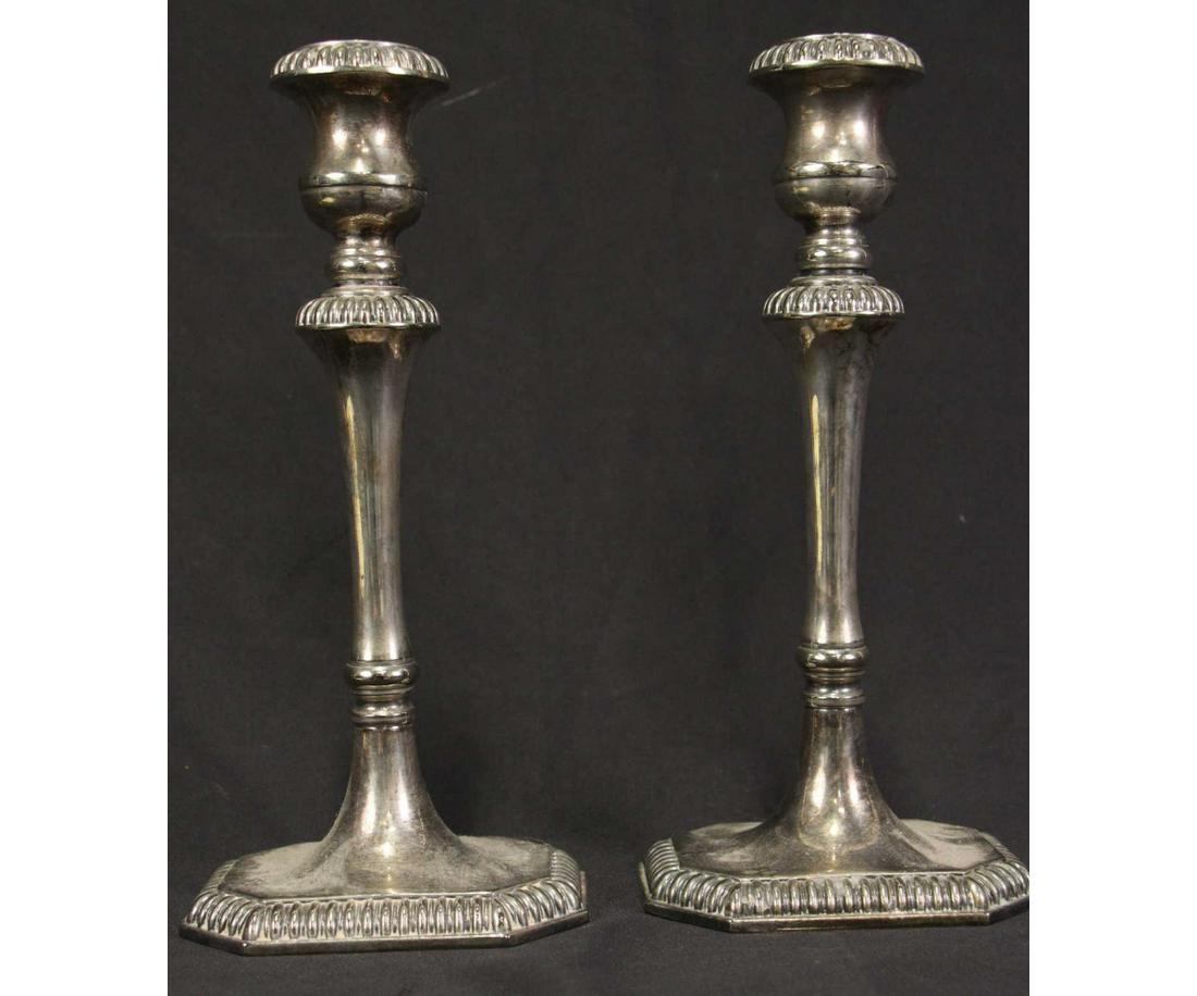 PAIR OF SILVER PLATED CANDLESTICKS (1 of 3)
