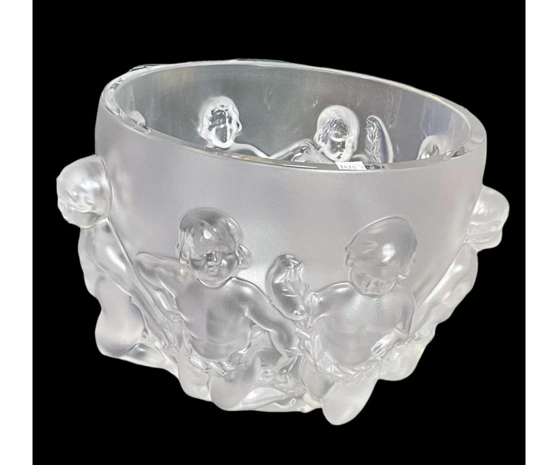 LARGE LALIQUE "LUXEMBOURG" FROSTED GLASS BOWL (1 of 2)