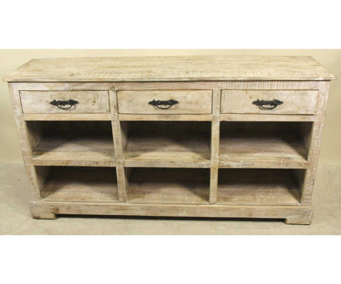 ADLER WHITE DISTRESSED WOOD CONSOLE CABINET (1 of 5)
