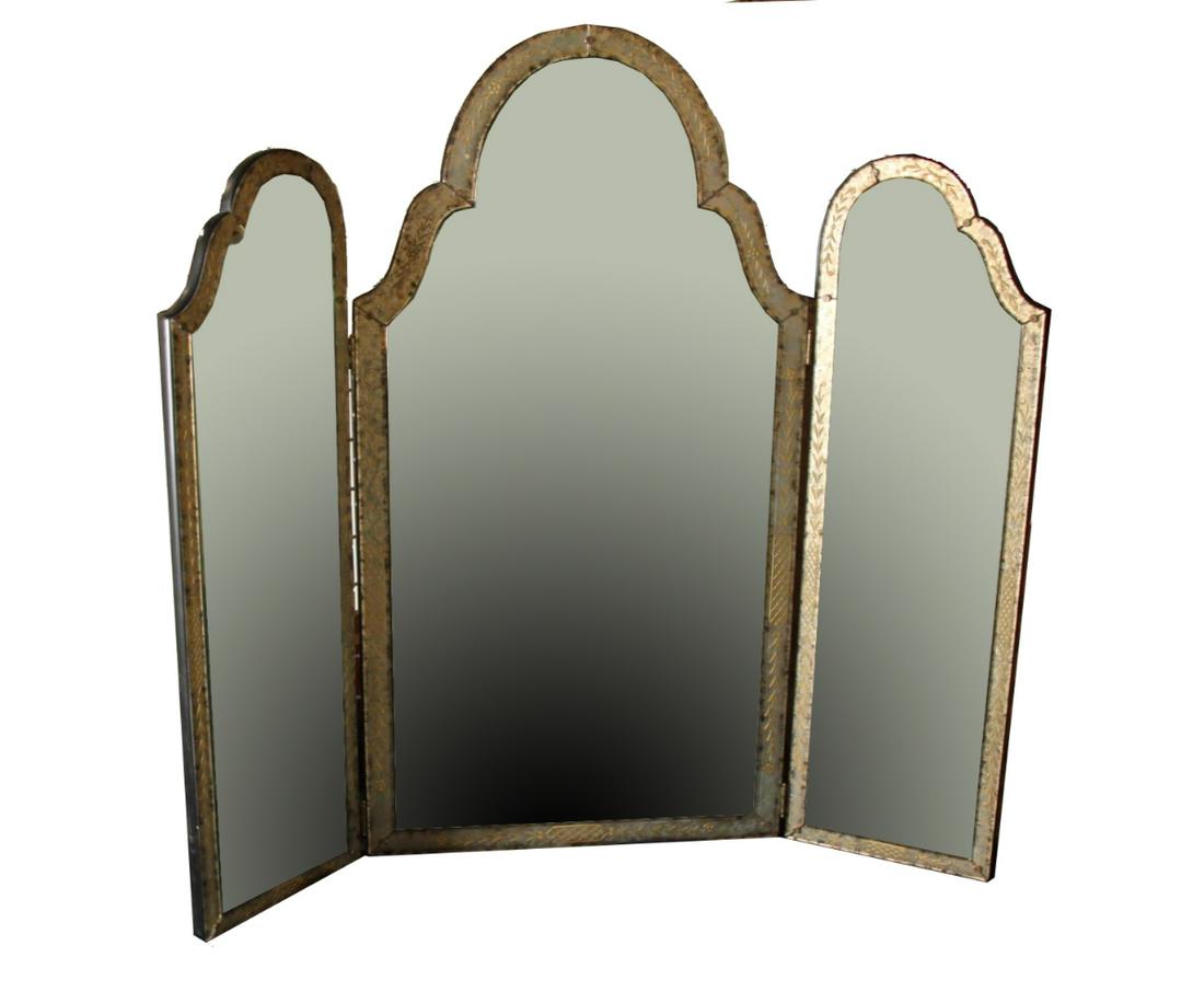 VINTAGE THREE PANEL FOLDING MIRROR (1 of 5)