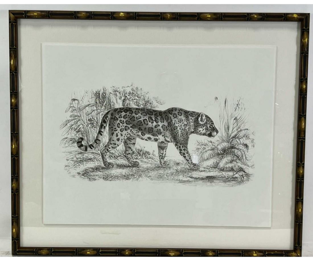 LEOPARD ENGRAVING IN FAUX BAMBOO FRAME (1 of 3)