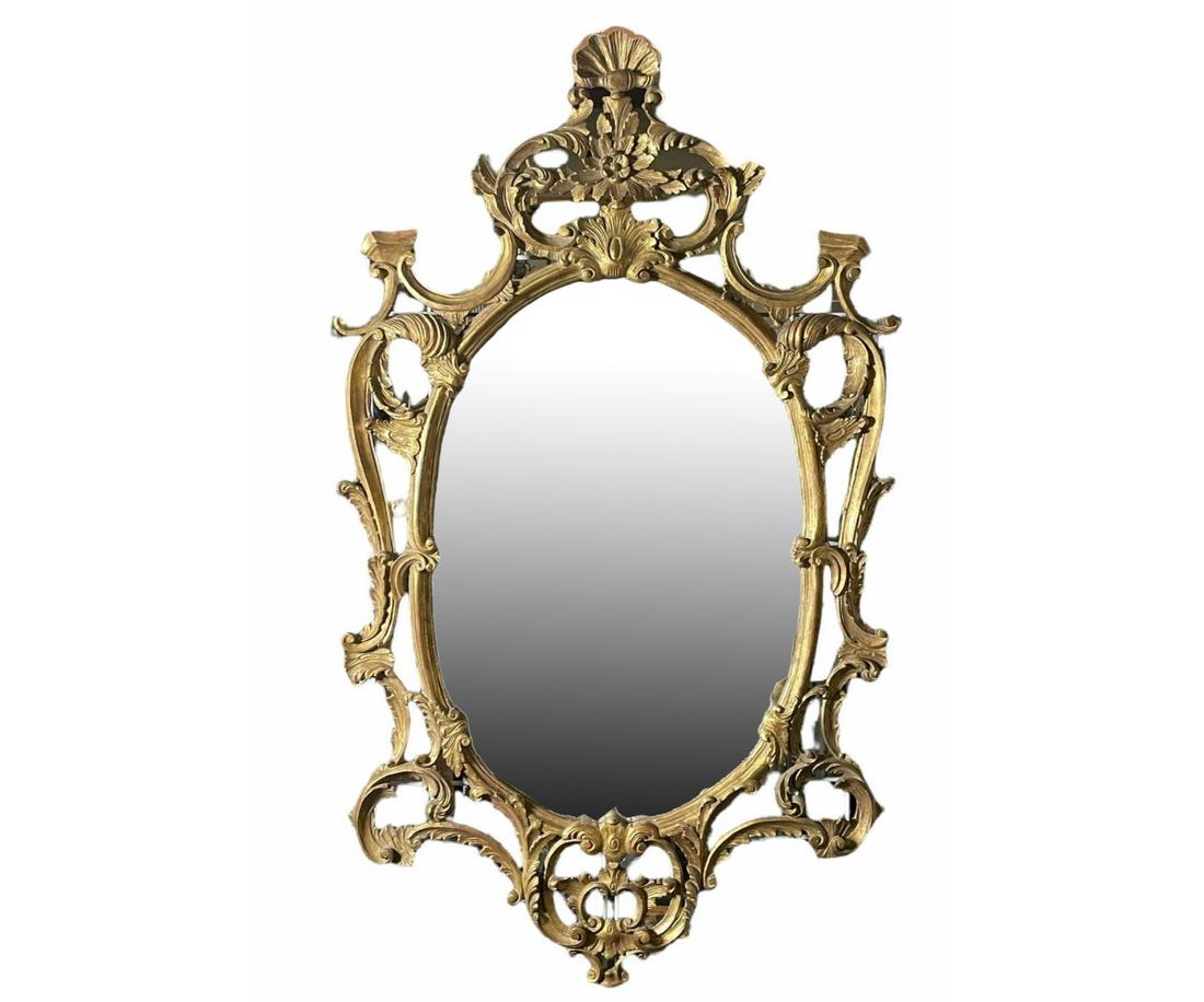 VINTAGE WOOD CARVED & GILDED FRAMED MIRROR (1 of 3)