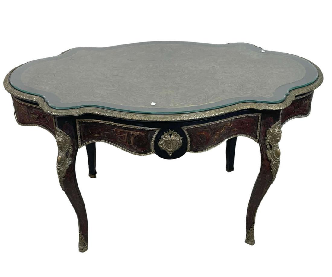 19th CENTURY BOULLE LIBRARY TABLE (1 of 6)