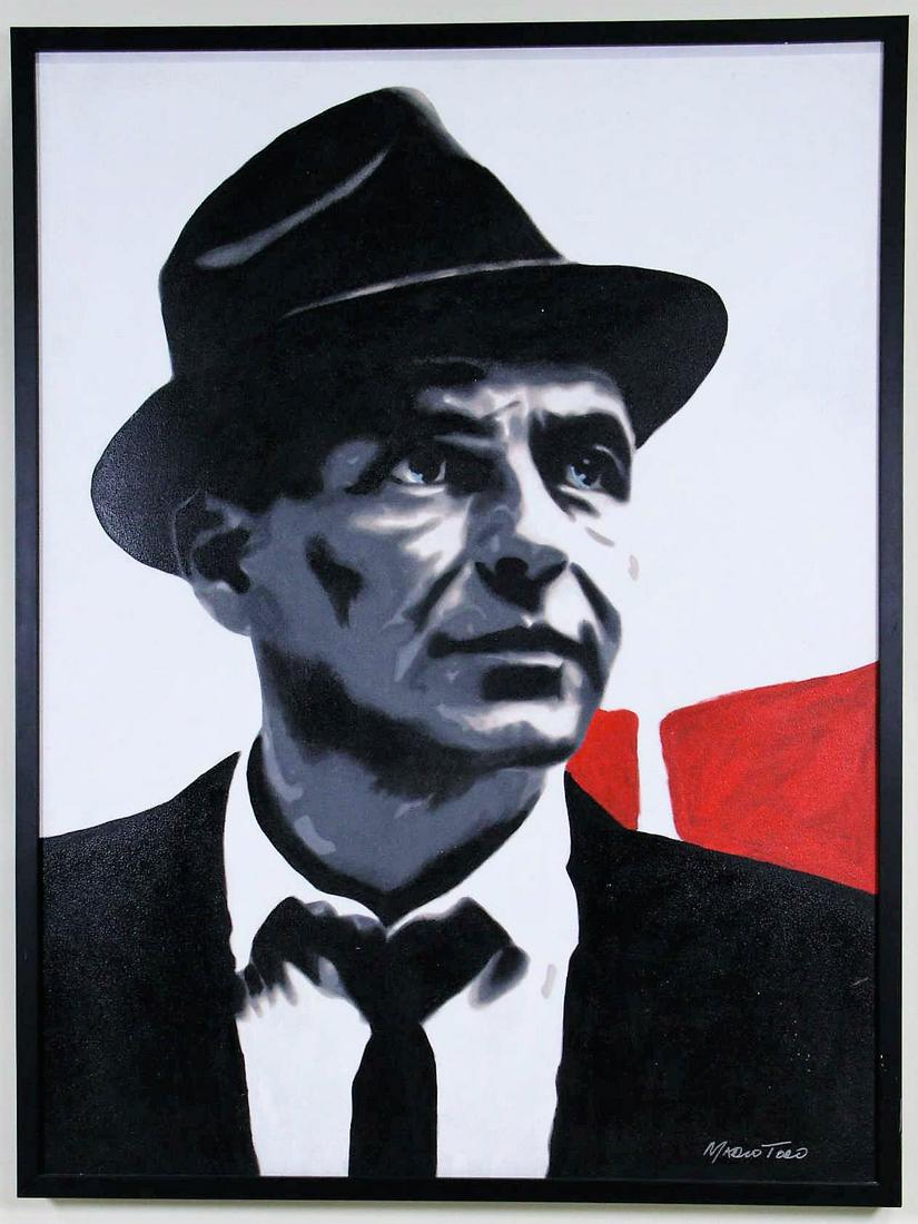 MADIO TOER "FRANK SINATRA" ACRYLIC ON CANVAS: MADIO TOER "FRANK SINATRA" ACRYLIC ON CANVAS. Height: 49 in. by Width: 37 in.