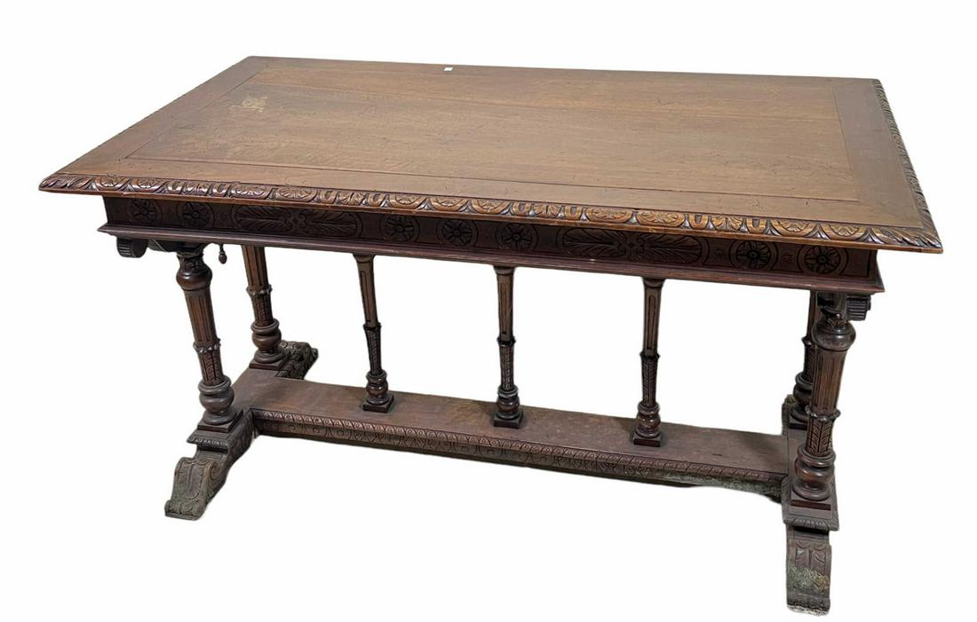 19th CENTURY RENAISSANCE REVIAL LIBRARY TABLE (1 of 3)