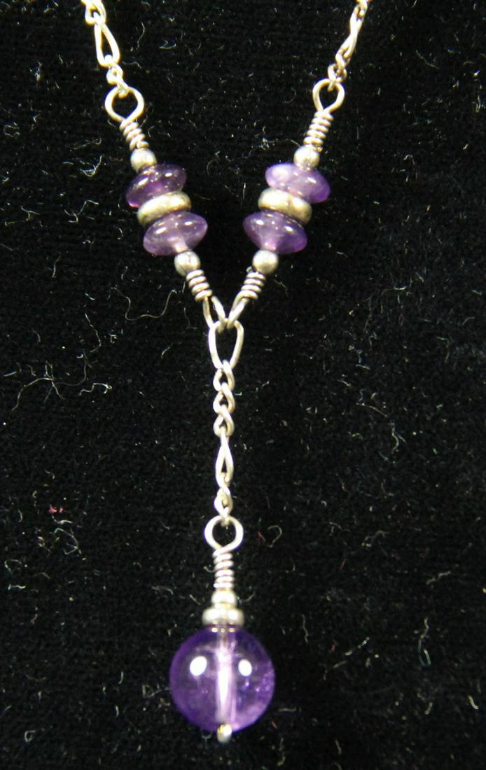 STERLING SILVER AMETHYST BEAD NECKLACE (1 of 2)