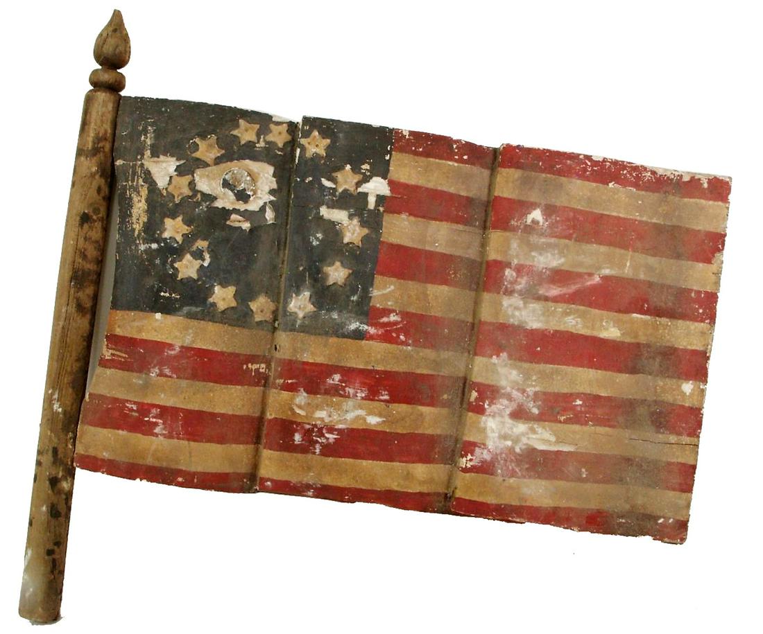 WOOD CARVED & PAINTED FOLK ART U.S. FLAG: WOOD CARVED & PAINTED FOLK ART U.S. FLAG. Height: 31 in. by Width: 33 in.