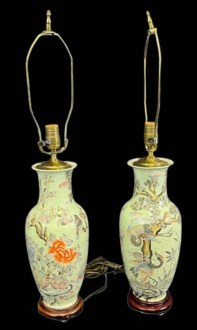 PAIR OF CHINESE PORCELAIN JAR LAMPS: PAIR OF CHINESE PORCELAIN JAR LAMPS. Height: 28 in. by Width: 6 in. by Depth: 6 in.