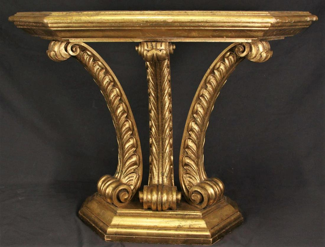 PRINCE OF WALES FEATHER GILDED CONSOLE TABLE (1 of 2)