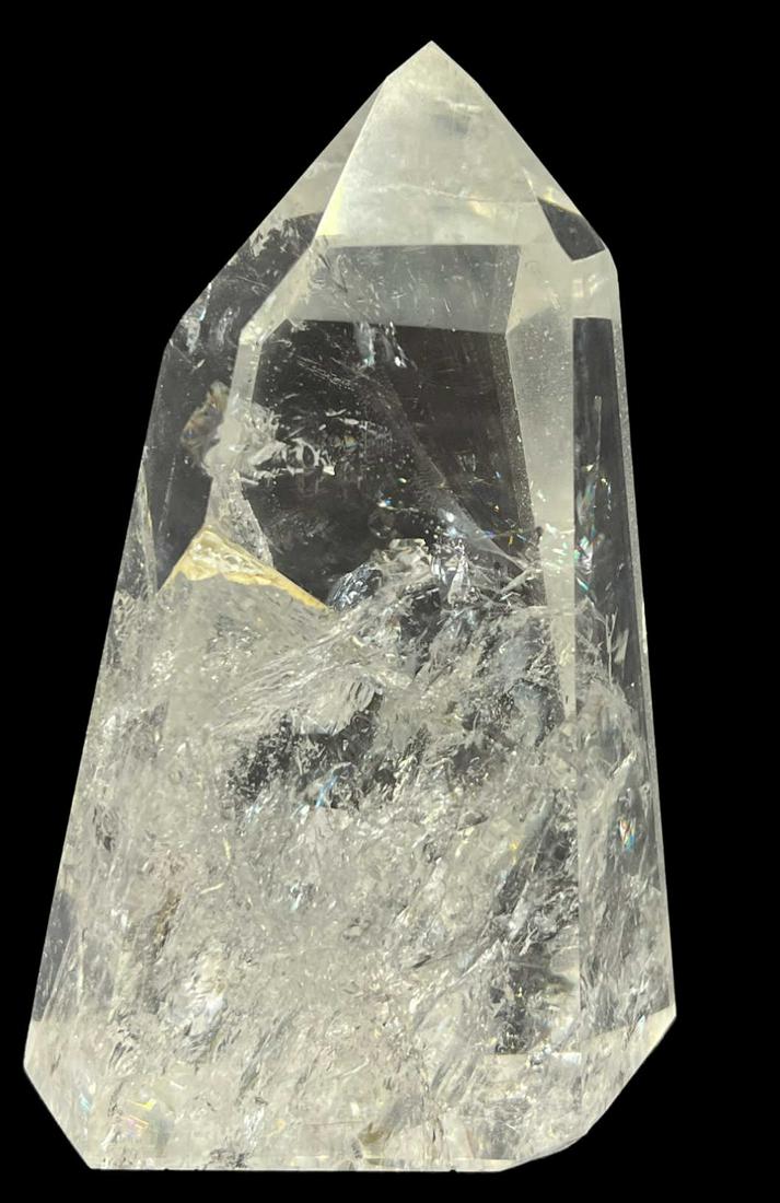 QUARTZ OBELISK: QUARTZ OBELISK - 2.6 LBS. Height: 4 in. by Width: 6 in. by Depth: 3 in.