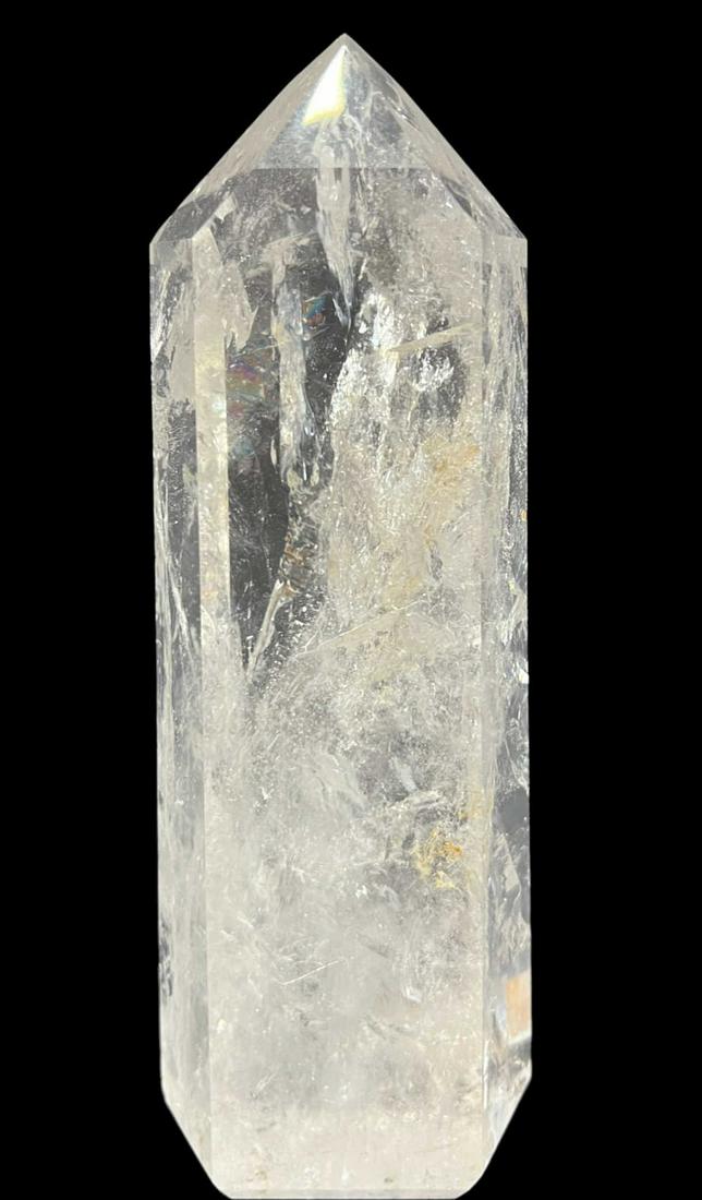QUARTZ OBELISK: QUARTZ OBELISK - 3.4 LBS. Height: 4 in. by Width: 8 in. by Depth: 2 in.