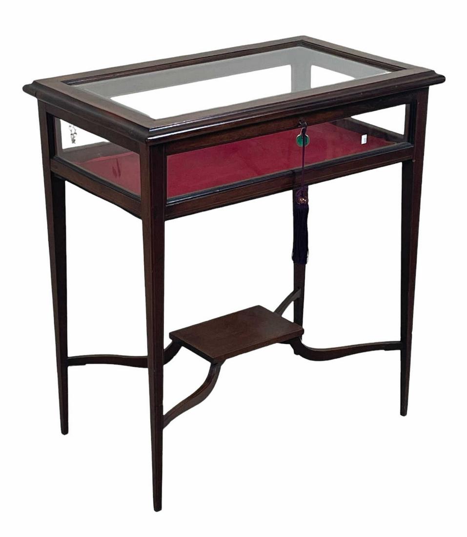 ANTIQUE VITRINE WITH GLASS LIFT TOP (1 of 3)