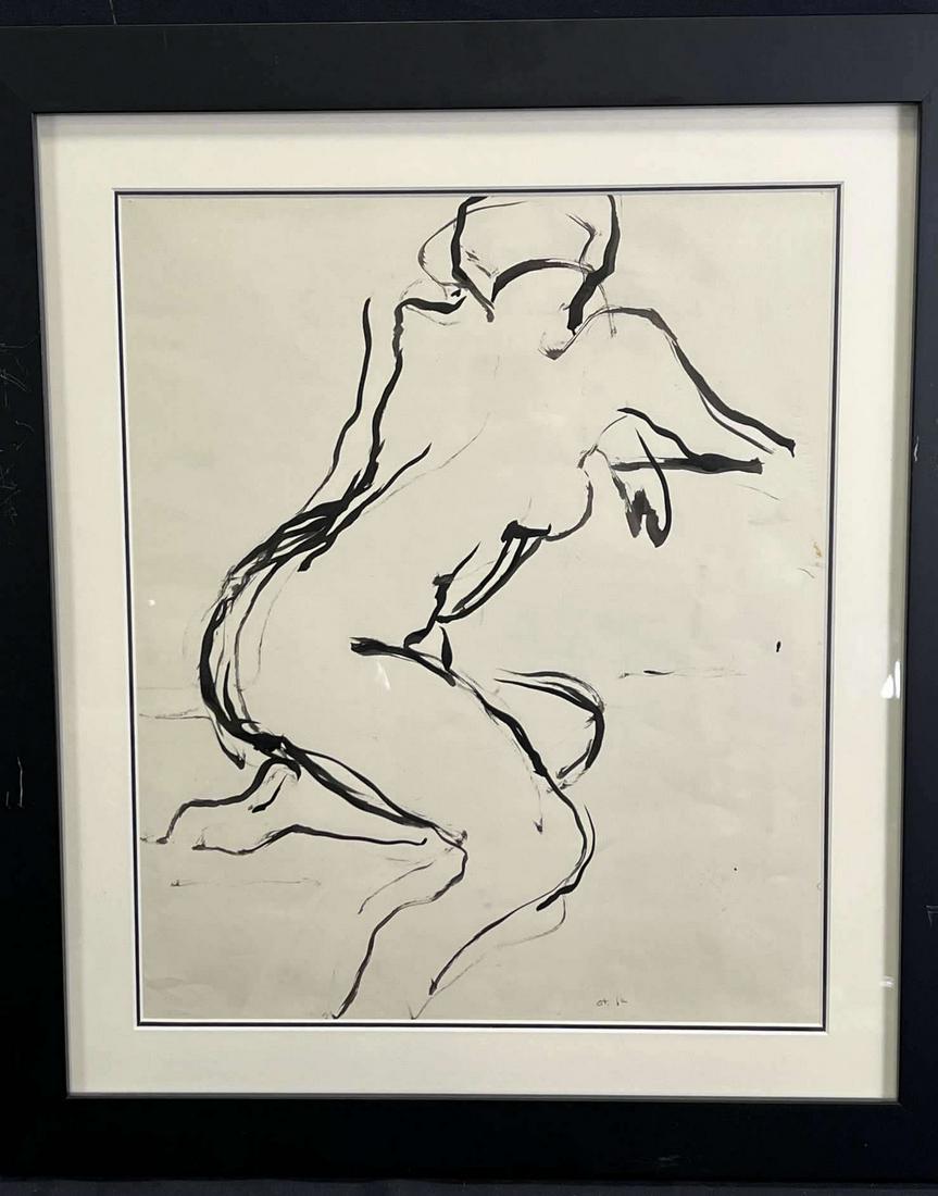 CARLO TRAVAGLIA FEMALE FIGURE STUDY INK ON PAPER DRAWING, 1962 (1 of 3)