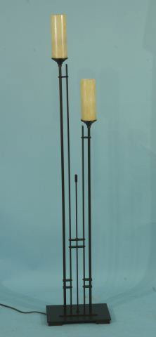 TWO-LIGHT ART DECO STYLE FLOOR LAMP: TWO-LIGHT ART DECO STYLE FLOOR LAMP. Height: 51 1/4 in. by Width: 13 in. by Depth: 13 in.