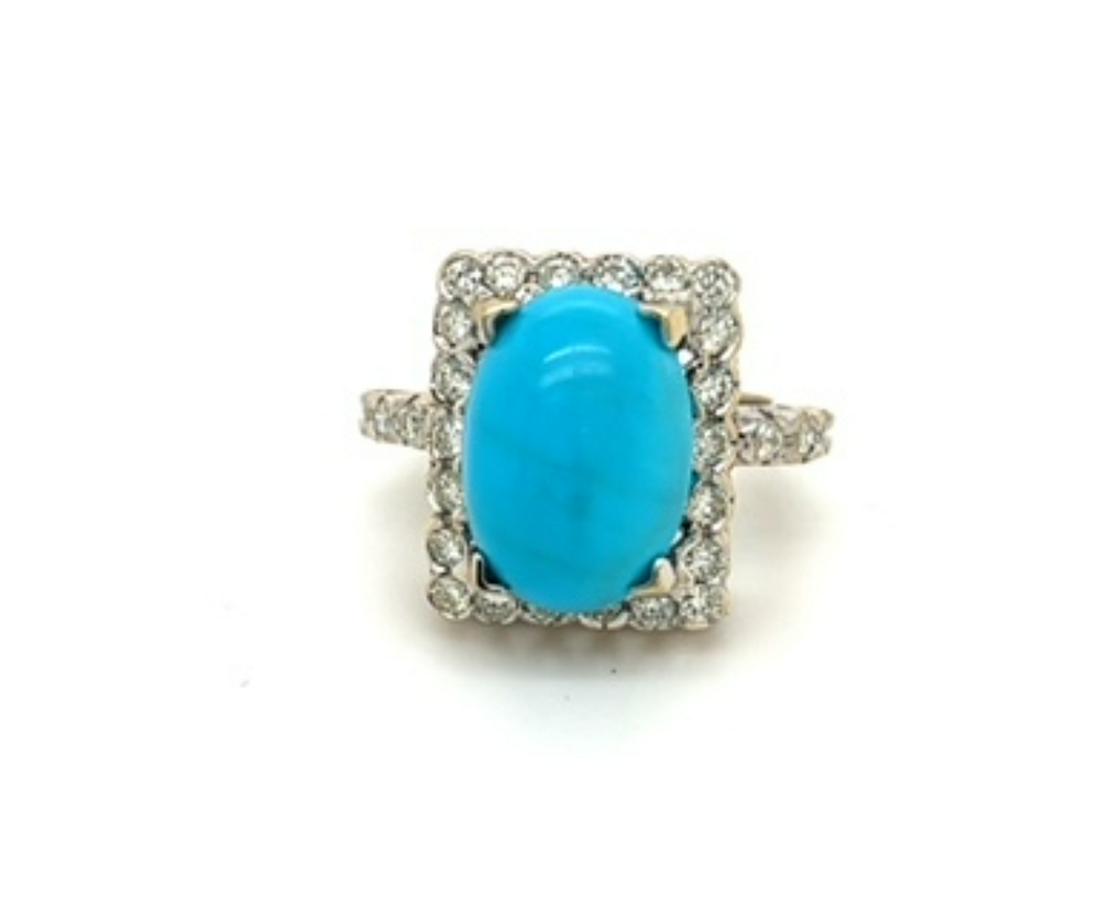 18kt. WHITE-GOLD TURQUOISE/DIAMOND RING (1 of 1)