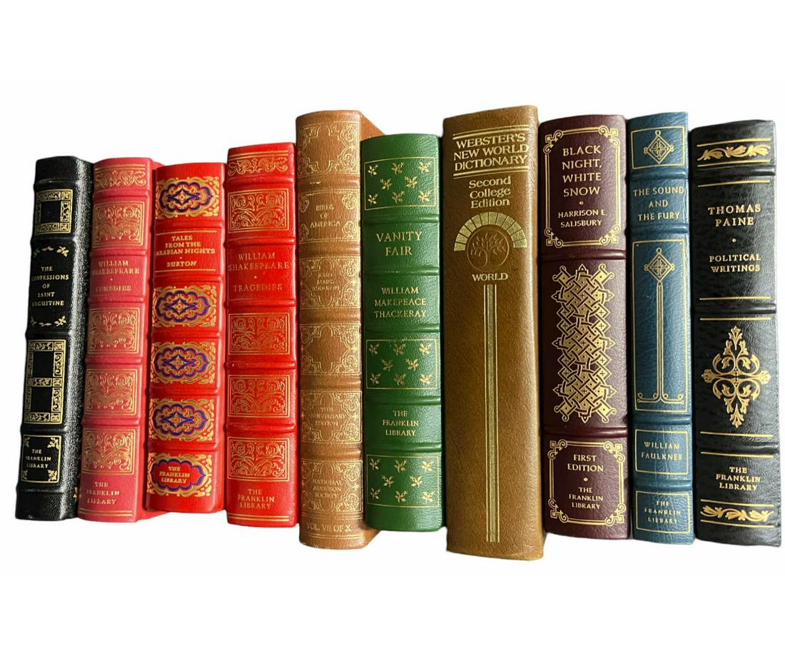 LOT OF TEN LEATHER BOUND BOOKS (1 of 3)