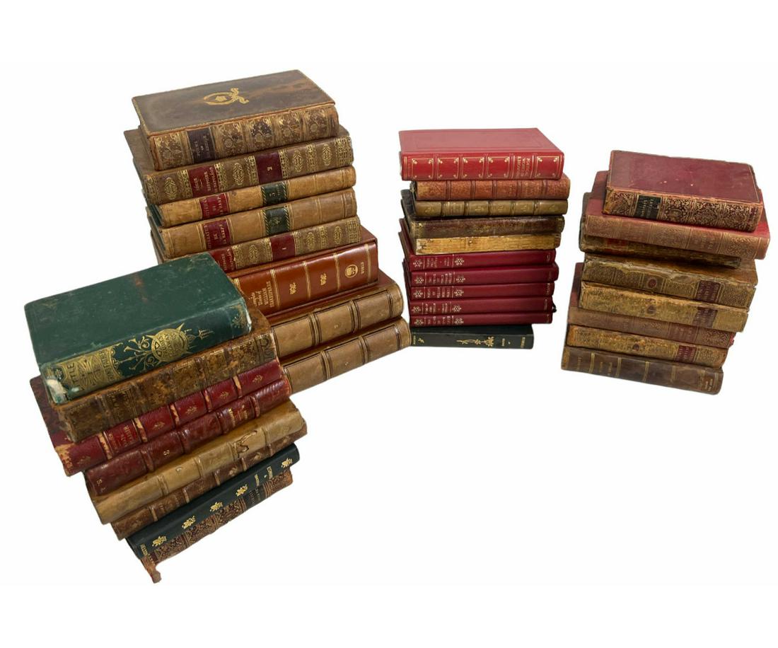 LOT OF THIRTY-FIVE LEATHER BOUND BOOKS (1 of 5)